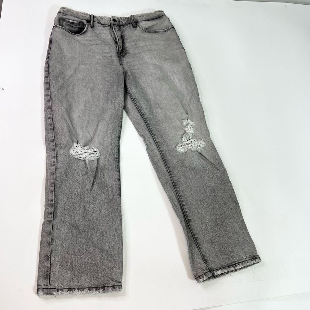 Good American Wash Jeans Womens Size 12/31 Gray High Rise Straight Leg Denim